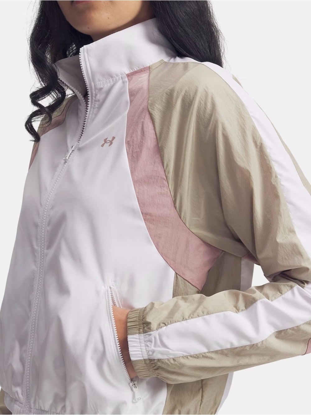 Under Armour Women's White, Beige & Pink Bomber Jacket